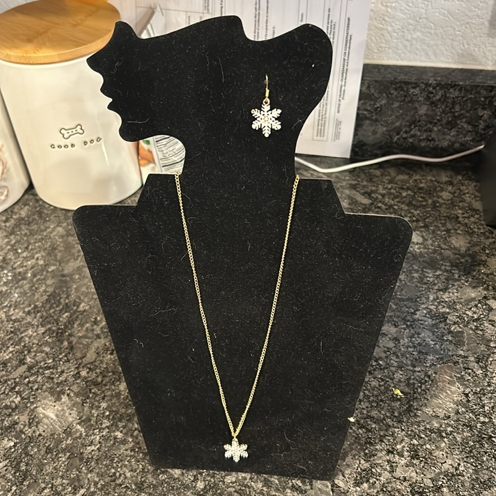 Christmas Snowflake earrings and necklace.